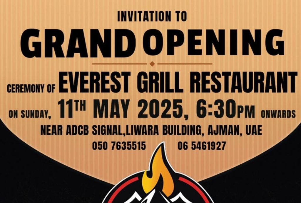 Grand Opening of Everest Grill Restaurant in Ajman Set for May 11, 2025
