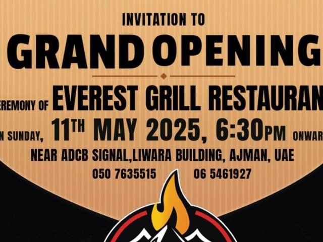 Grand Opening of Everest Grill Restaurant in Ajman Set for May 11, 2025