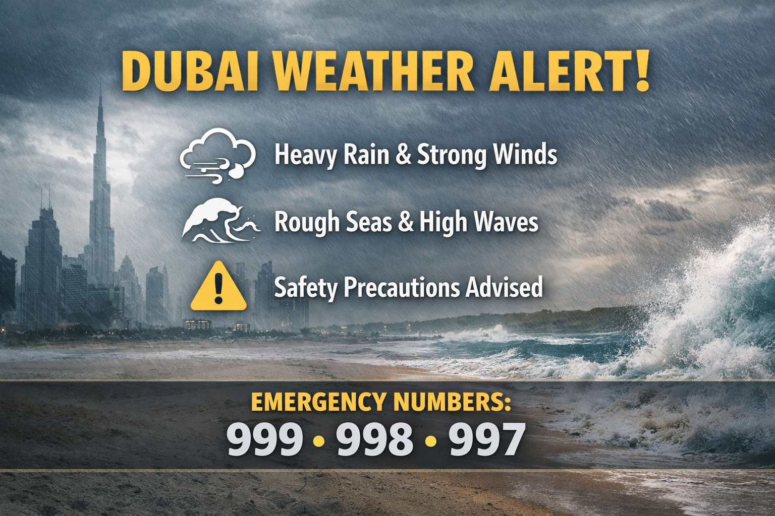 Dubai Issues Weather Advisory and Emergency Contact Reminder for Residents